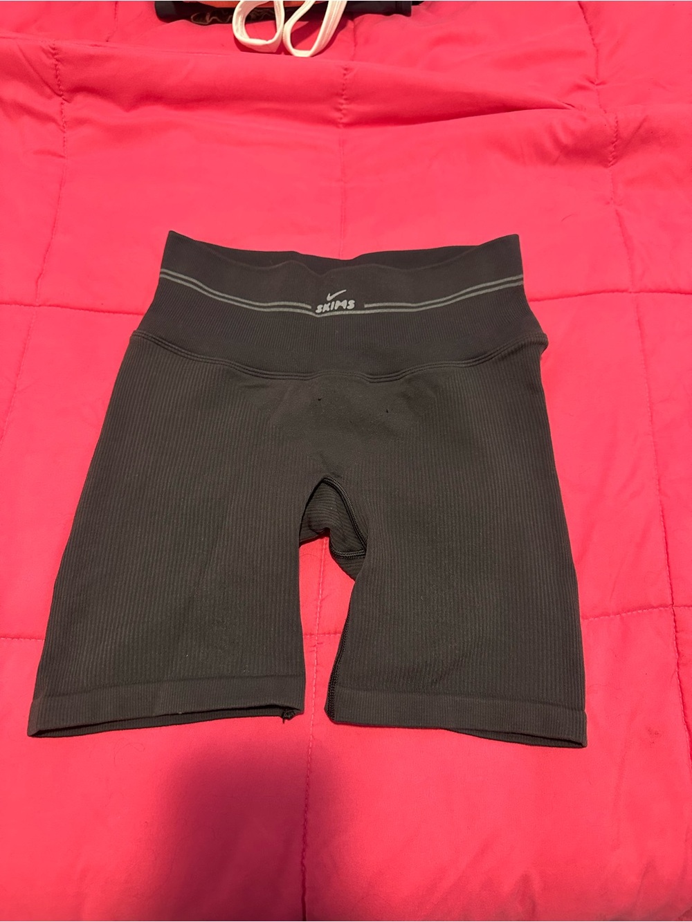 NikeSkims Women's Black Ribbed High-Rise Athletic Bike Shorts